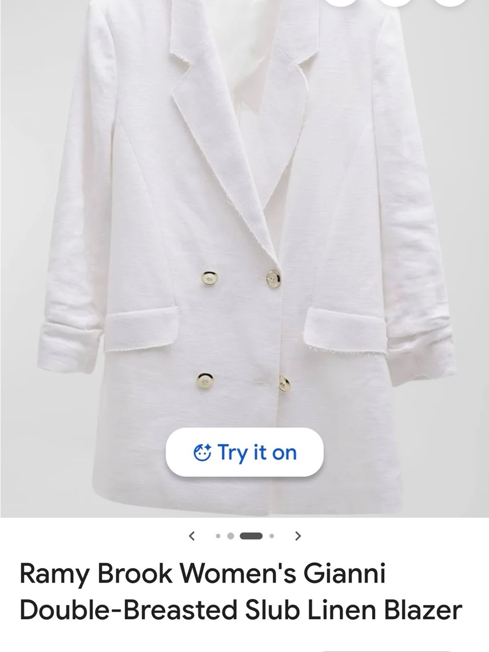 Ramy Brook Gianni NWT Double-Breasted White Linen Blend Blazer